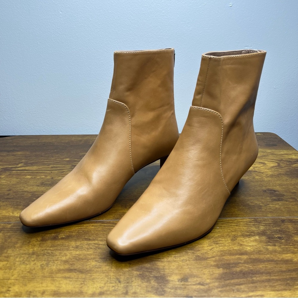 Madewell The Dimes Kitten Heel Boot Tan Leather Boot